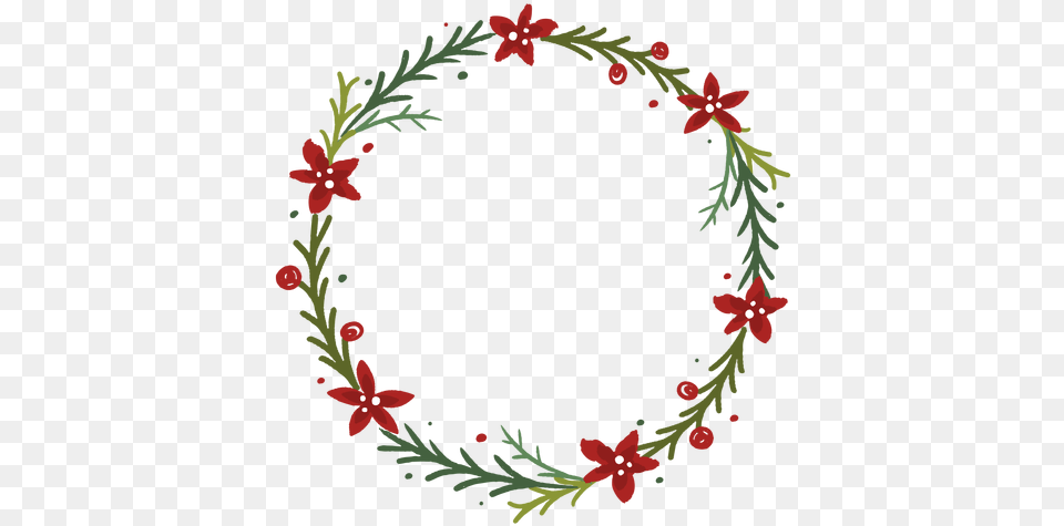 Flowery Christmas Wreath Floral, Pattern, Plant, Embroidery, Art Png Image