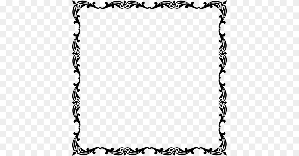 Flowery Frame Silhouette, Gray Free Png
