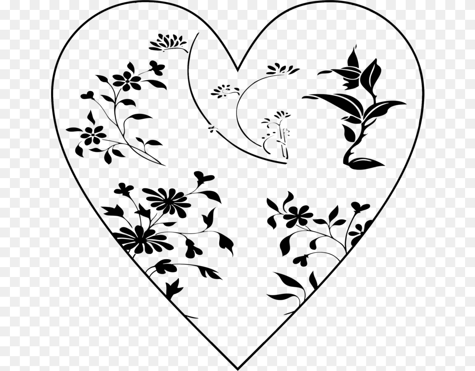 Flowery Heart Image Heart, Silhouette Png