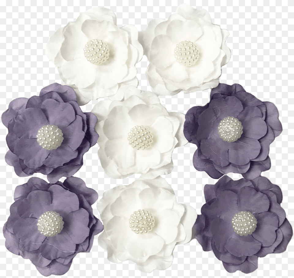 Flr 075 Paper Flower Wwhite Pearlpurple U0026 White, Anemone, Plant, Petal, Rose Free Png