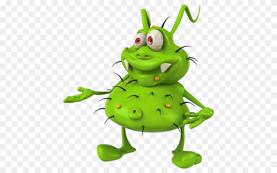 Flu Virus Cartoon, Green, Animal Png