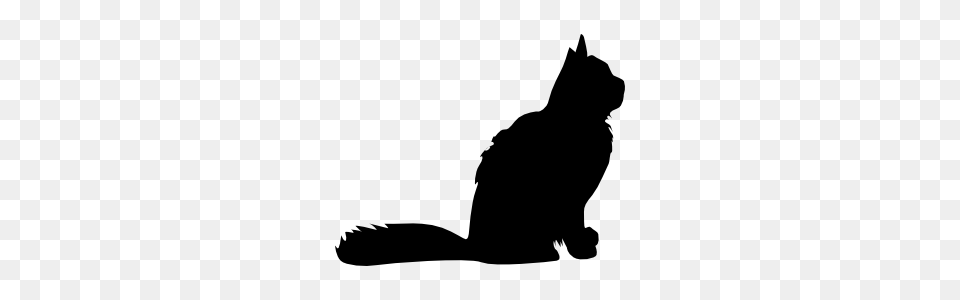 Fluffy Cat Sticker, Silhouette, Animal, Mammal, Pet Free Transparent Png