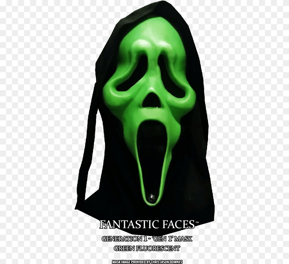 Fluorescent Green Fantastic Faces Ghostface Mask Ghostface Green Mask, Advertisement, Poster, Person, Alien Png Image