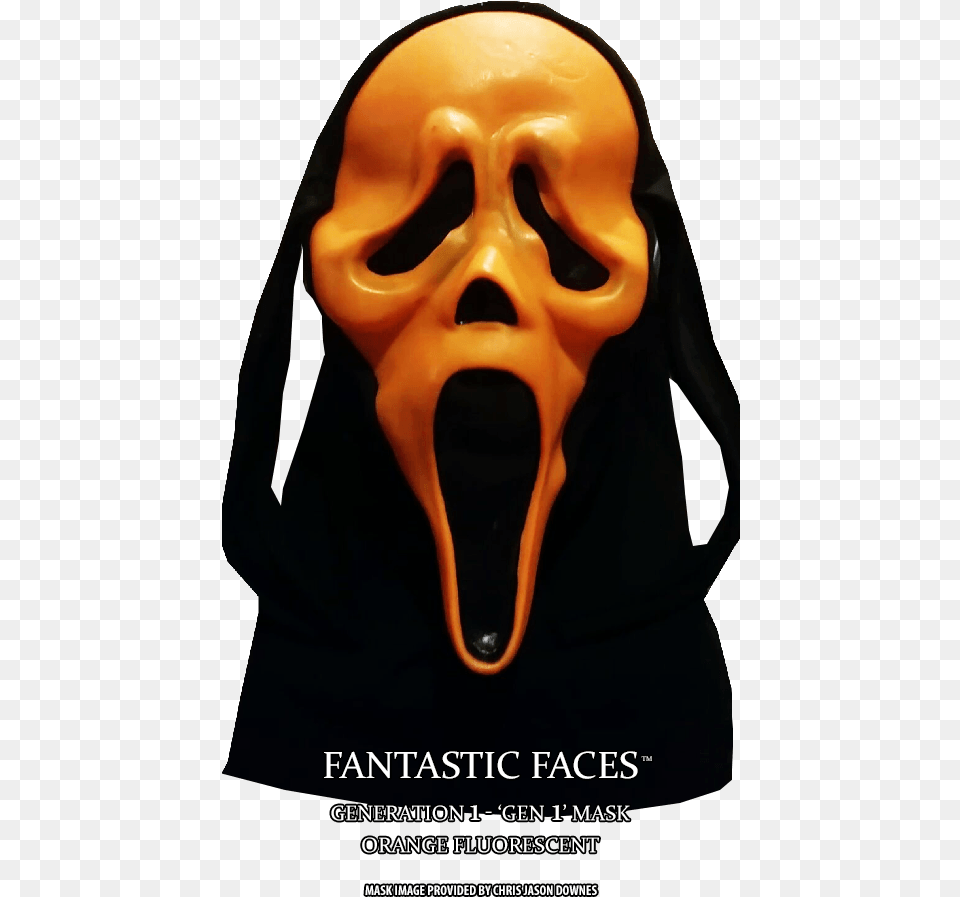 Fluorescent Orange Fantastic Faces Ghostface Mask Old Metallic Scream Mask, Advertisement, Poster, Adult, Female Free Png