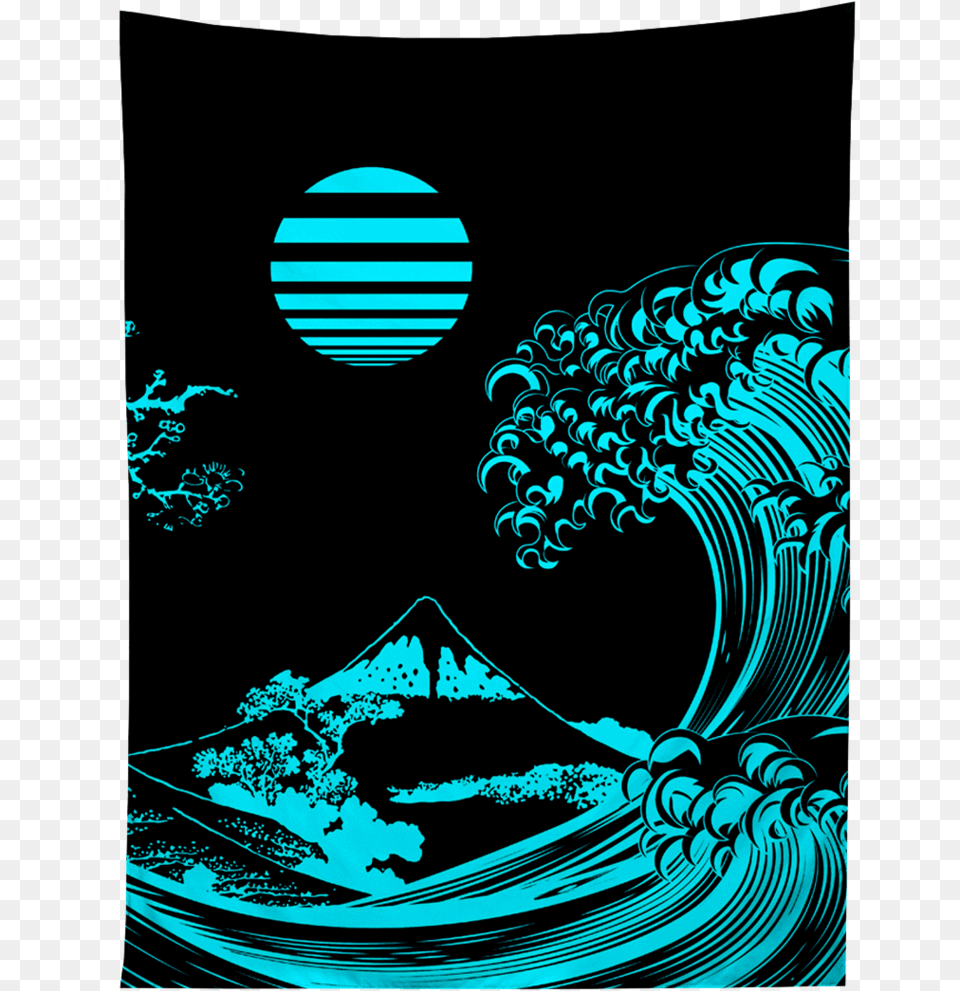 Fluorescent Wave Tapestry Hoodie, Art, Graphics, Pattern, Sea Png