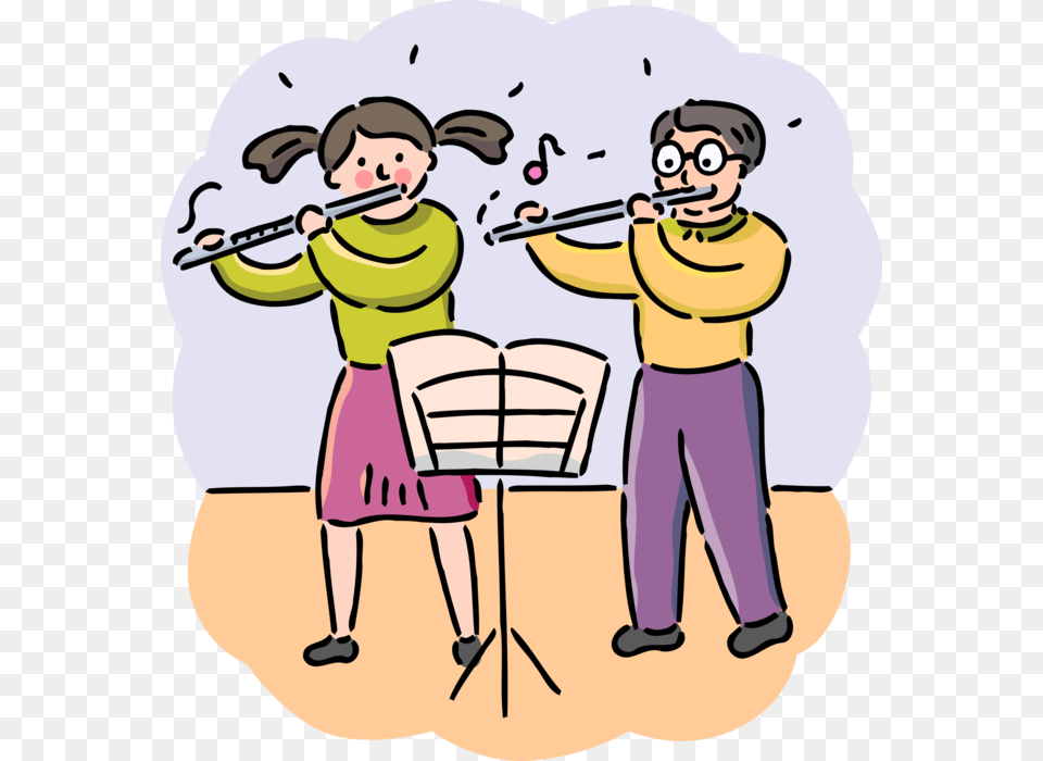 Flute Clipart Music Class Cartoon, Baby, Person, Musical Instrument, Face Free Png Download