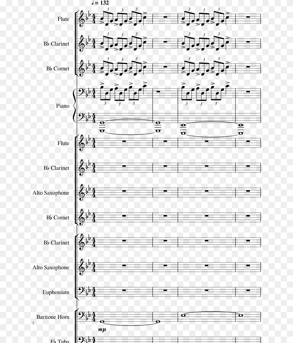 Flute Descendants Sheet Music, Gray Png