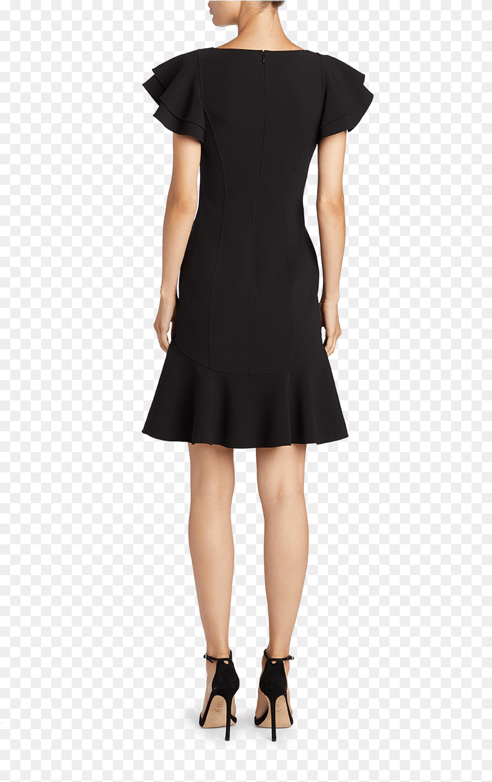 Flutter Sleeve Dress Michael Kors Collection Dress, Adult, Shoe, Sandal, Person Free Transparent Png