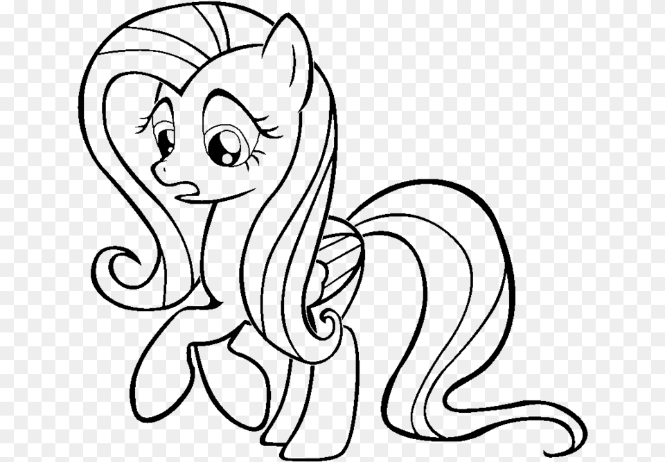 Fluttershy Coloring, Gray Free Png Download