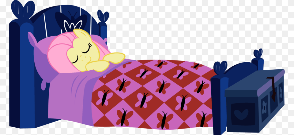 Fluttershy Sleeping In Bed Clipart Fluttershy My Little Pony Fluttershy Sleeping, Furniture, Cartoon, Blanket Png