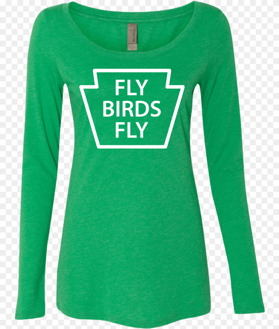 Fly Birds Fly Ladies39 Triblend Long Sleeve Scoop Sleeve, Clothing, Long Sleeve, T-shirt, Shirt Png
