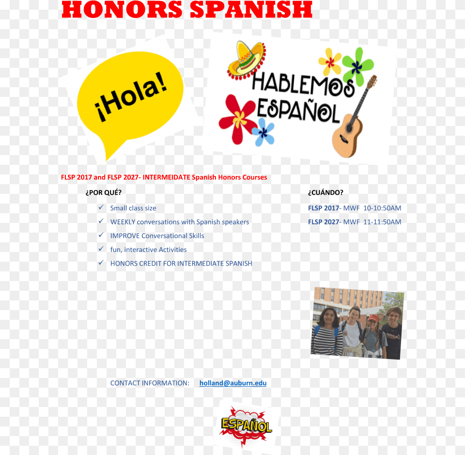 Flyer Detailing Honors Spanish Courses Graphic Design, Advertisement, Poster, Person, File Free Transparent Png