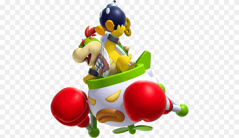 Flying Across The Screen Holding A Bomba Mario Bros Bowser Jr, Toy Png Image
