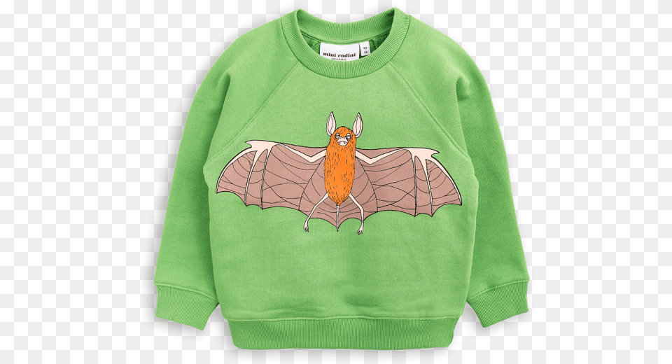 Flying Bat Sweatshirt Mini Rodini Flying Bat Sweatshirt Green, Clothing, Knitwear, Sweater, Animal Png
