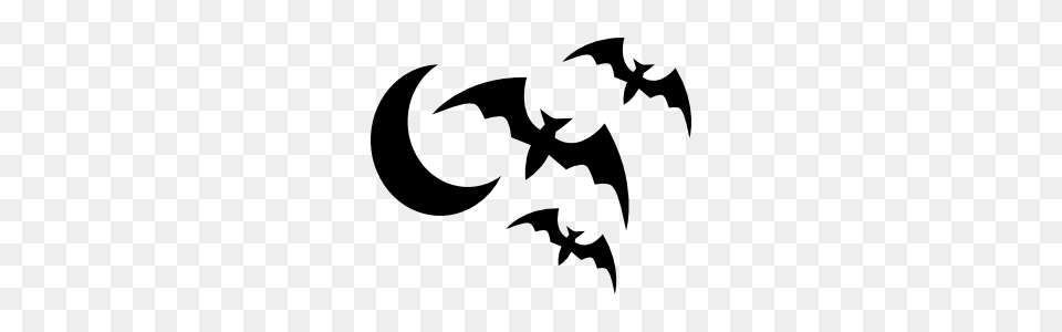 Flying Bats And The Moon Sticker, Stencil, Logo, Symbol Png
