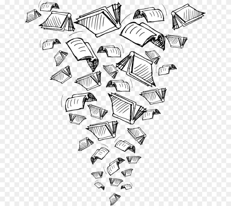 Flying Books Silhouette, Art, Collage, Paper Png