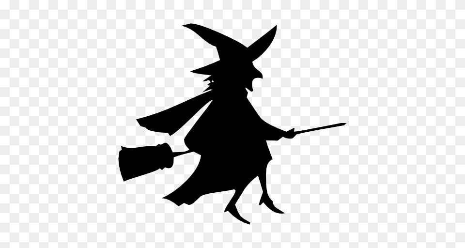 Flying Broom And Witch Vector Icons Designed, Silhouette, People, Person, Stencil Free Transparent Png