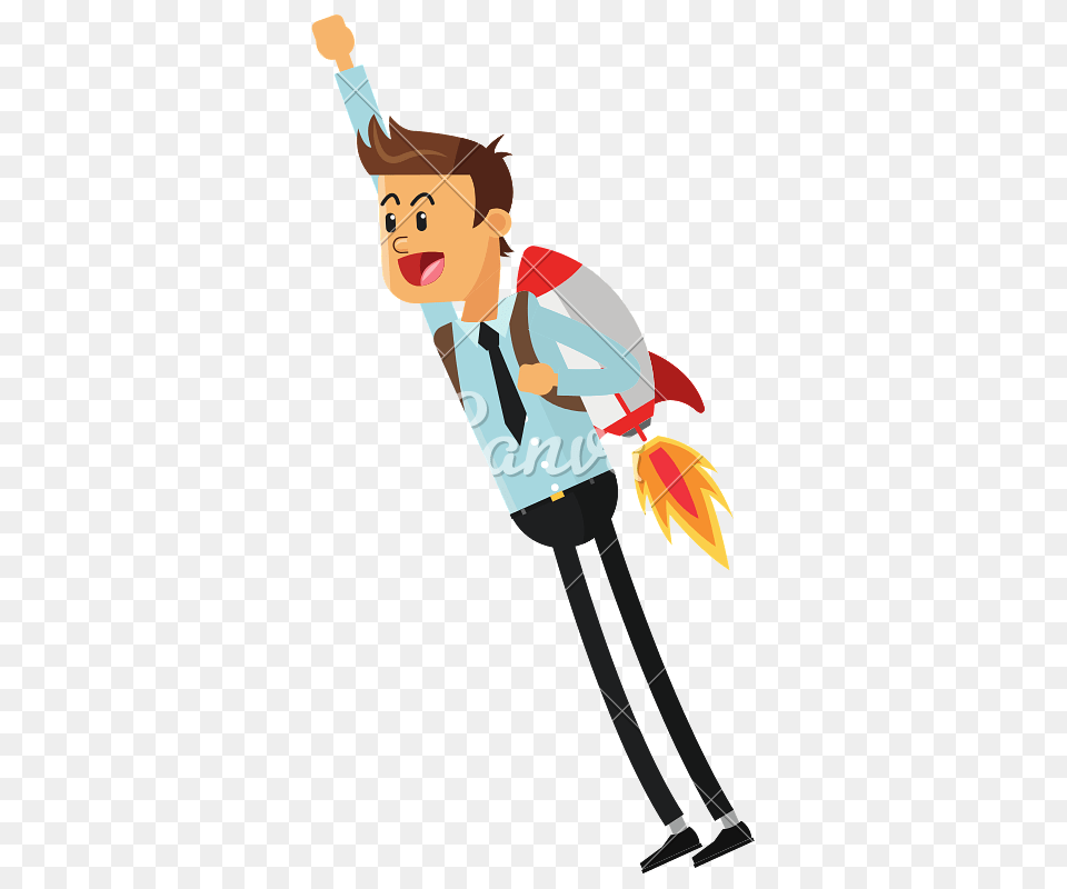 Flying Businessman With Jetpack Icon, Baby, Person, Face, Head Free Png