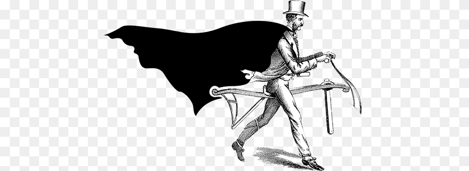 Flying Cape Jpg Stock Pc 1 Print Of Man With 1850 Walking Bike, Adult, Male, Person, Art Free Transparent Png