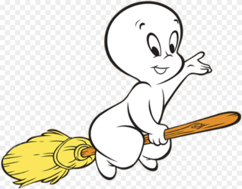 Flying Casper The Ghost, Cleaning, Person, Baby, Broom Free Png Download