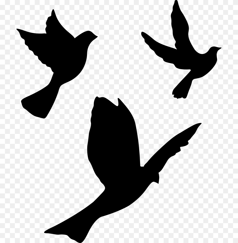 Flying Doves Group Icon Stencil, Silhouette, Animal, Blackbird Free Png Download