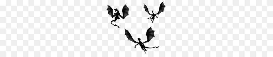 Flying Dragon Silhouette, Gray Free Png Download