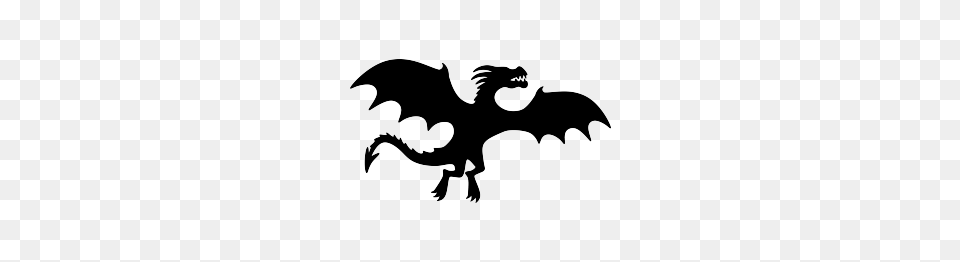 Flying Dragon Silhouette Silhouettes, Animal, Mammal, Pig Png Image