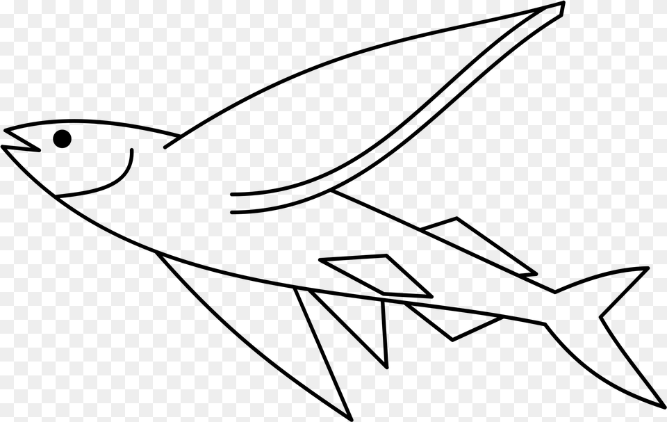 Flying Fish Negative Clip Arts Flying Fish Simple Drawing, Gray Free Png Download