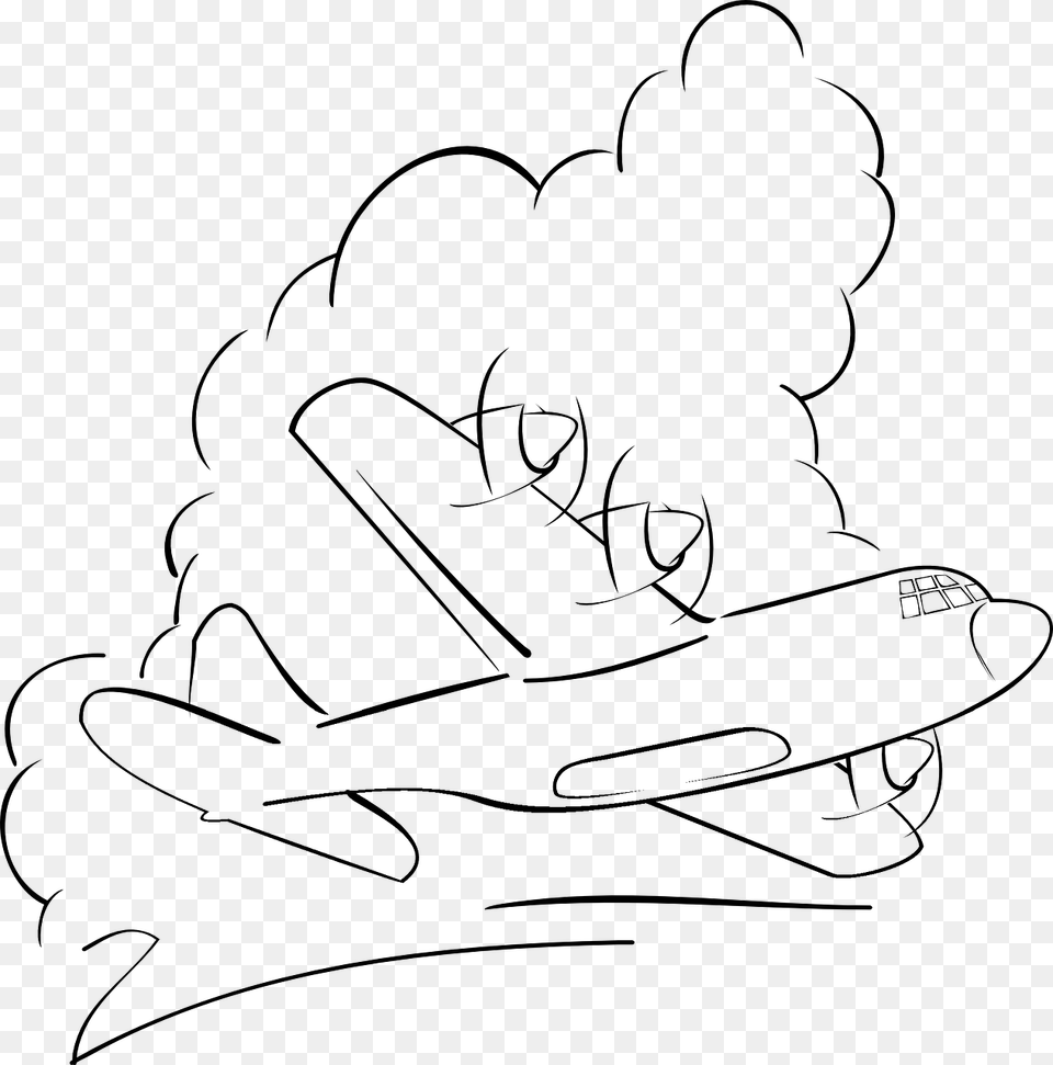 Flying Herk In The Clouds Clip Arts Line Drawing Of Airplane Flying, Gray Free Png