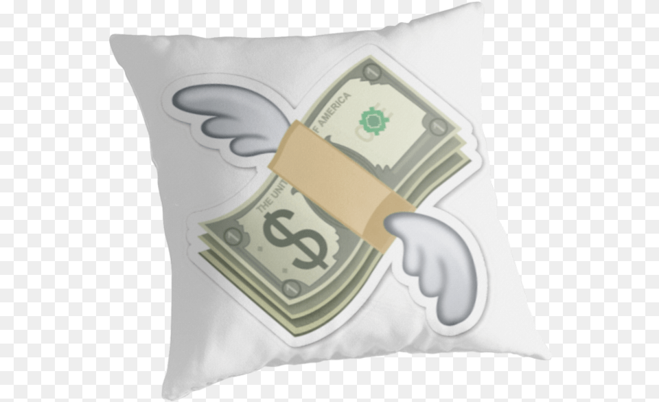 Flying Money Emoji, Cushion, Home Decor, Pillow Png Image