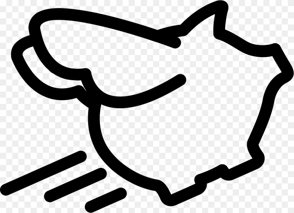 Flying Pig Outline Pig With Wings Icon, Stencil, Bow, Weapon Free Png Download