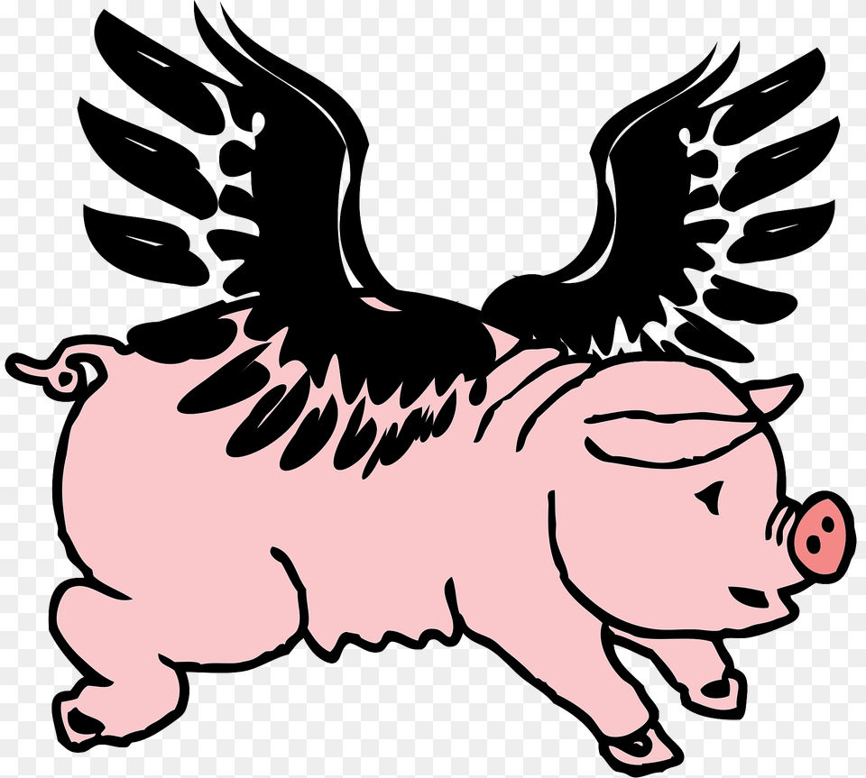 Flying Piggy Clipart, Animal, Pig, Mammal, Hog Png Image