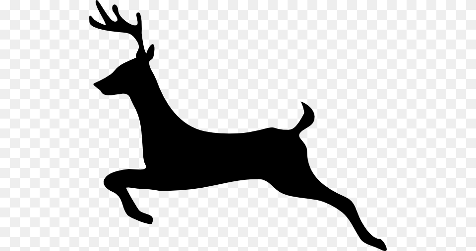 Flying Reindeer Silhouette Deer Outline Profile Clip Art, Animal, Mammal, Stencil, Wildlife Free Png