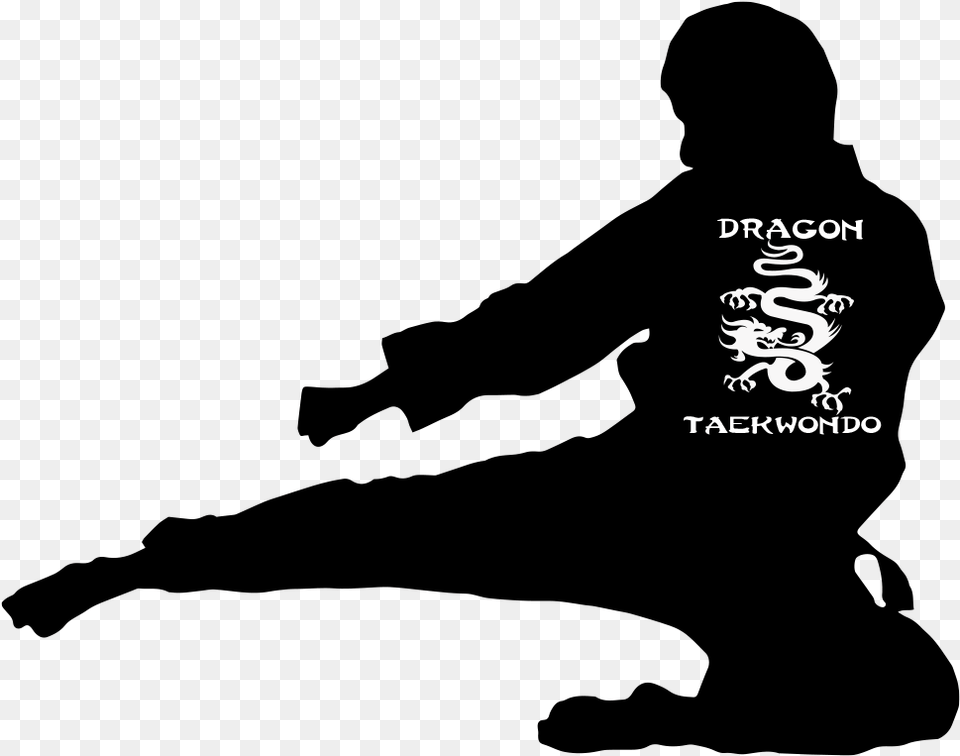 Flying Side Kick Dragon Taekwondo Flying Dragon Silhouette, Text, Logo Png