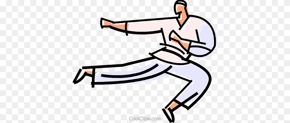 Flying Side Kick Royalty Vector Clip Art Illustration, People, Person, Martial Arts, Sport Free Png