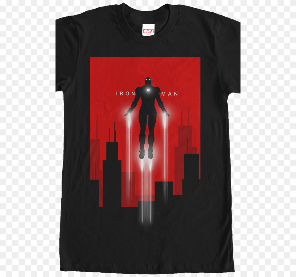 Flying Silhouette Iron Man T Shirt, Clothing, T-shirt, Adult, Male Png Image