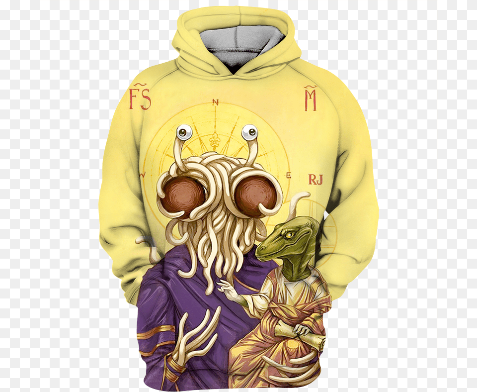 Flying Spaghetti Monster Raptor Jesus, Clothing, Hoodie, Knitwear, Sweater Free Transparent Png