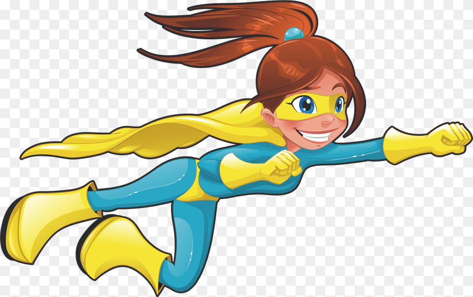 Flying Superhero Girl Super Hero Cartoon, Book, Comics, Publication, Baby Png Image