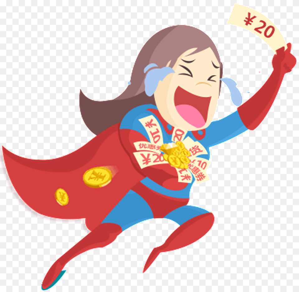 Flying Superwoman Transparent Holding Money Free Download, Baby, Book, Comics, Person Png Image