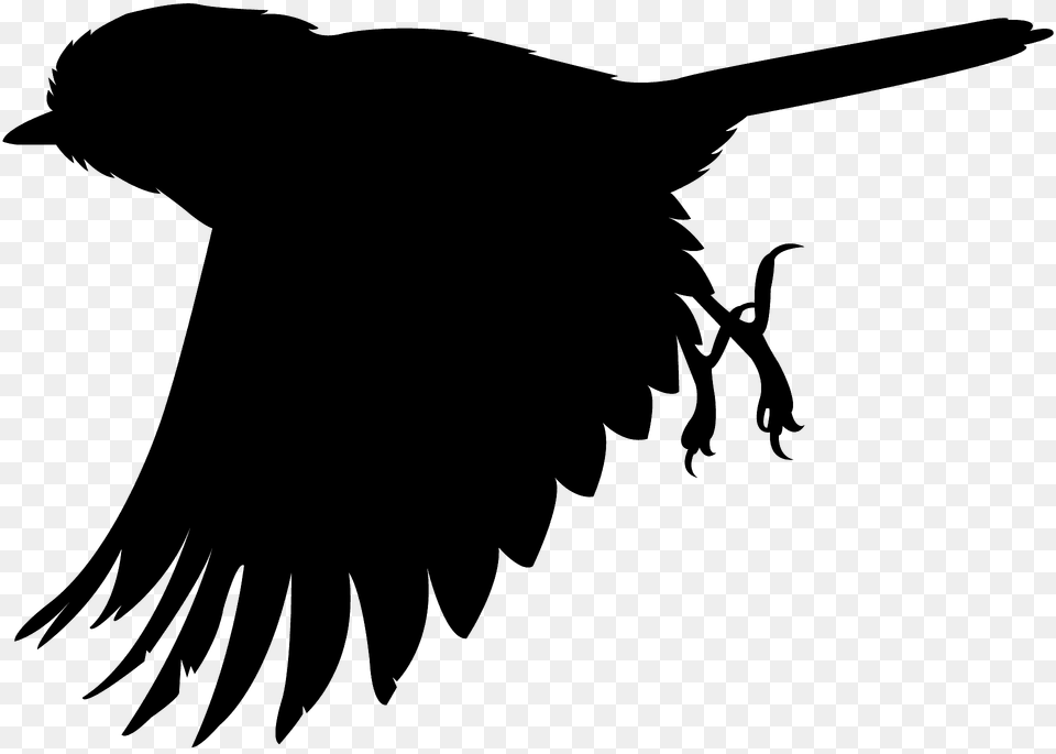 Flying Willow Tit Bird Silhouette, Animal, Blackbird Png