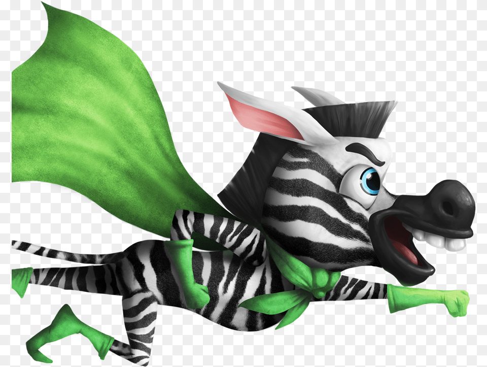 Flying Zebra Hero With A Green Cape Gloves And Boots Illustration, Animal, Mammal, Wildlife Free Png