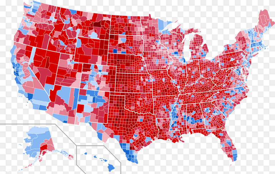 Flyover Country Stories Us Election Map By County 2016, Chart, Plot, Atlas, Diagram Free Png