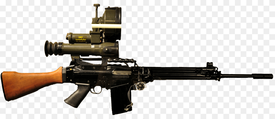 Fn Fal With Infrared Light And Scope Fn Al, Firearm, Gun, Machine Gun, Rifle Png Image