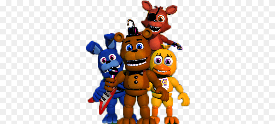 Fnaf World Adventure Freddy Bonnie Chica And Foxy, Baby, Person, Robot Free Transparent Png