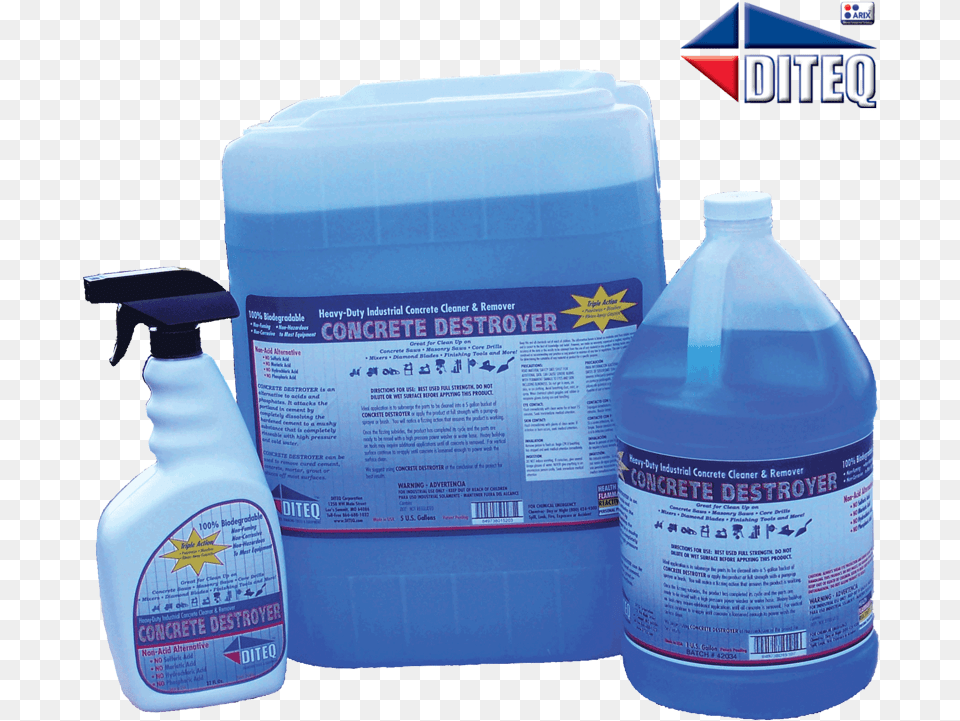 Foaming Concrete Destroyer 5 Gallons Diteq, Bottle, Cleaning, Person Free Png