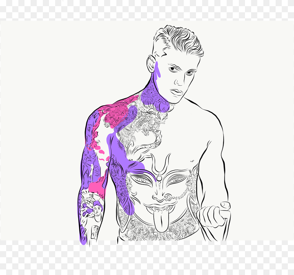 Focusing On Experimental Styles And Ways Of Using Colour Illustration, Tattoo, Skin, Person, Man Free Transparent Png