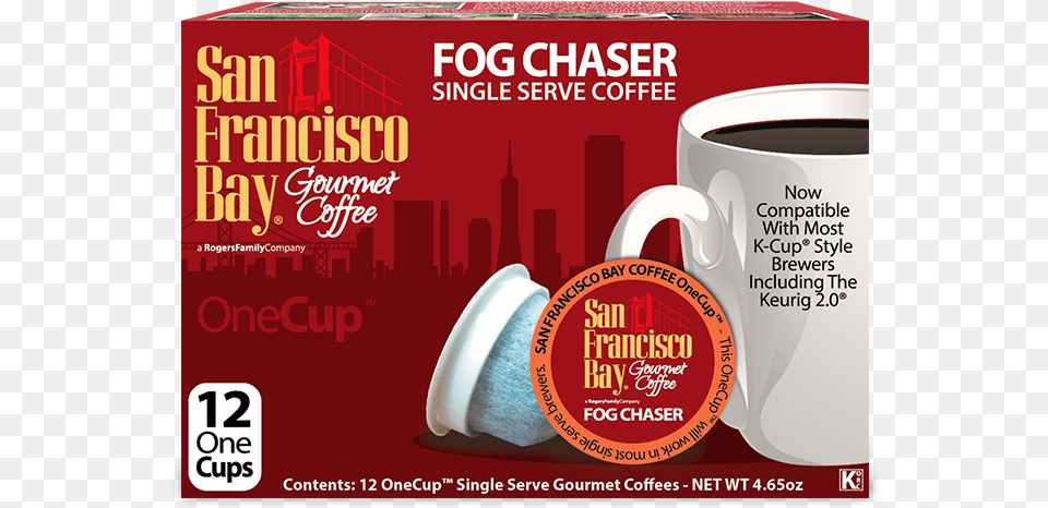 Fog Chaser Coffee 12 Ct San Francisco Bay Gourmet Coffee Breakfast Blend, Cup, Advertisement, Beverage, Coffee Cup Free Png
