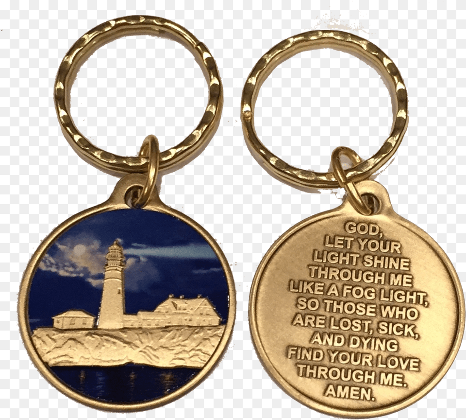 Fog Light Prayer Color Keychain Light House Aa Medallion Keychain, Accessories, Earring, Gold, Jewelry Free Transparent Png
