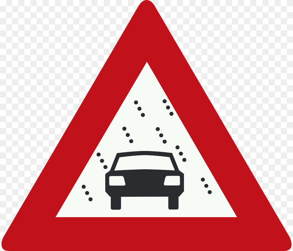 Fog Likely Sign In Netherlands Clipart, Symbol, Road Sign, Triangle, Rocket Free Png