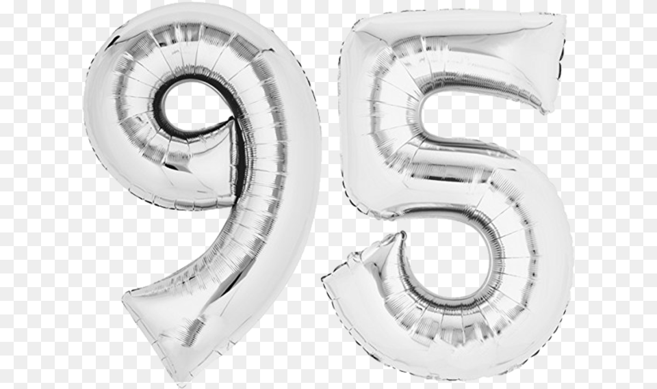 Foil Balloon 80cm Silver Lettering Quot95quot Birthday Balloon 9 Rose Gold Balloons, Number, Symbol, Text Free Png Download